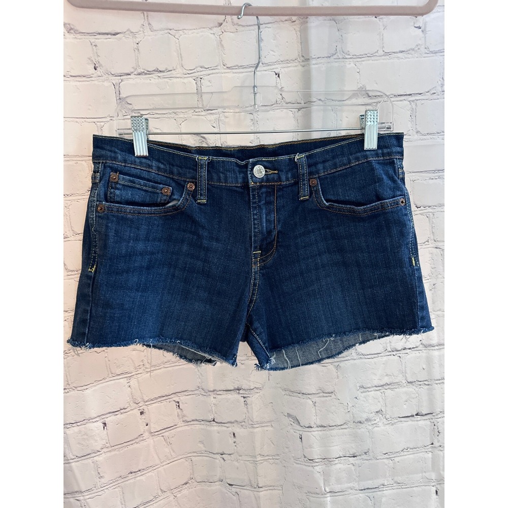 Lucky Brand Denim Shorts‎ Dark Wash Frayed Hem Casual Size 8